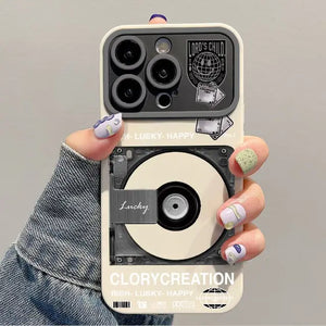 CD Record Cool Retro Silicone Case With Camera Protection For iPhone 15 14 13 12 series